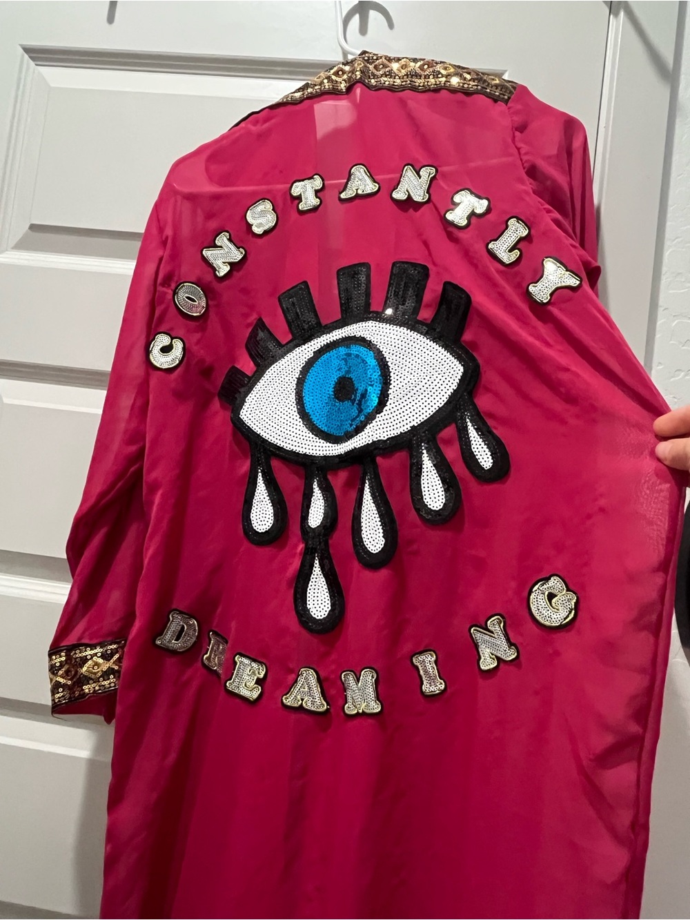 Constantly Dreaming Embroidered Pink Statement Coat/robe